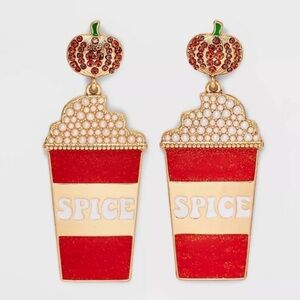 Sugarfix BaubleBar PSL Season, Drop Earrings Pumpkin Spice Latte Autumn Fall NEW